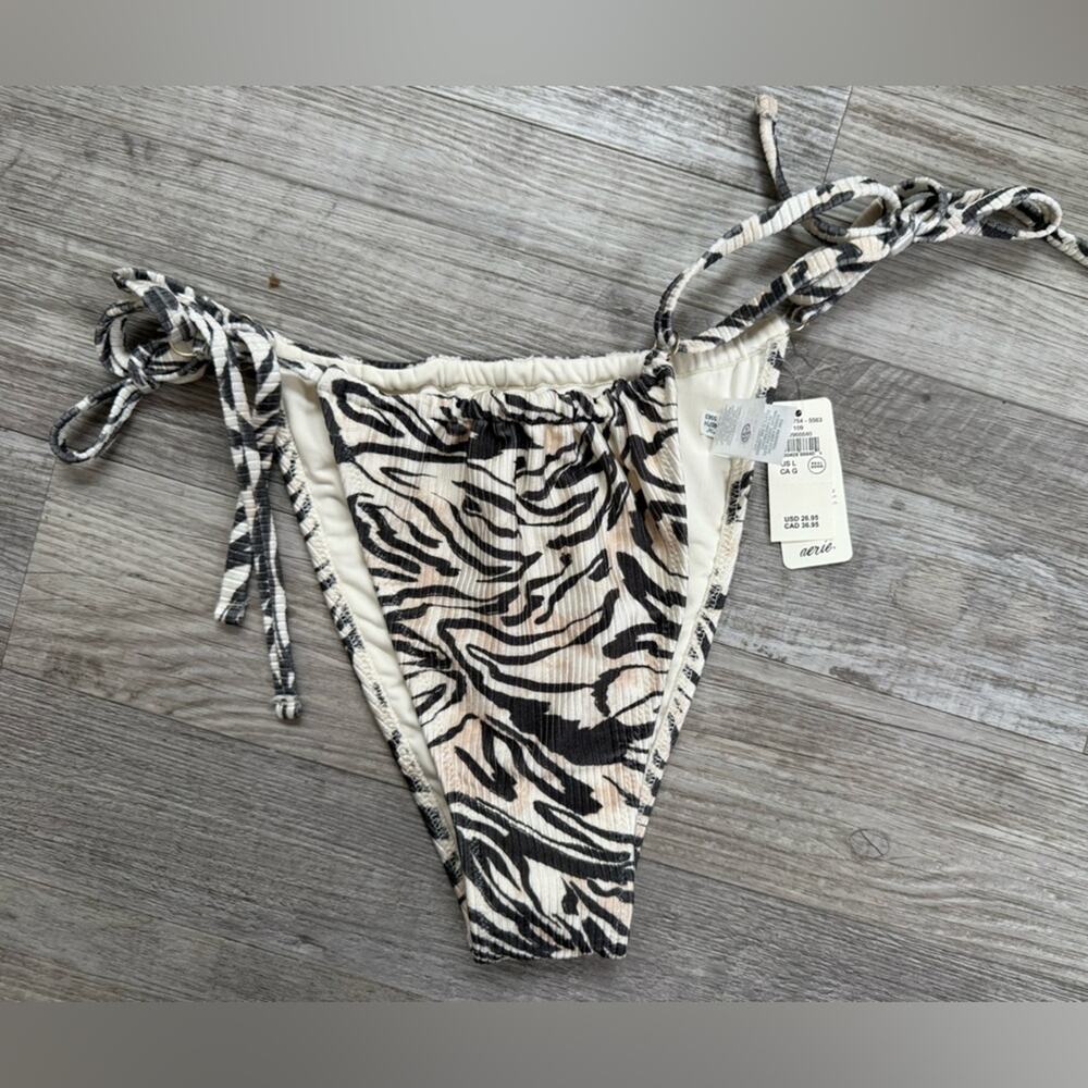 Aerie Women’s Sz Large Bikini Bottoms Cheeky Fit Zebra Animal Print New NWT